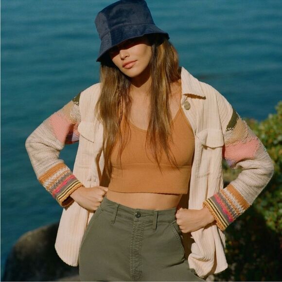 Anthropologie Pilcro Easy Going Corduroy Shirt Jacket CREAM Size Small NWT - Picture 2 of 10